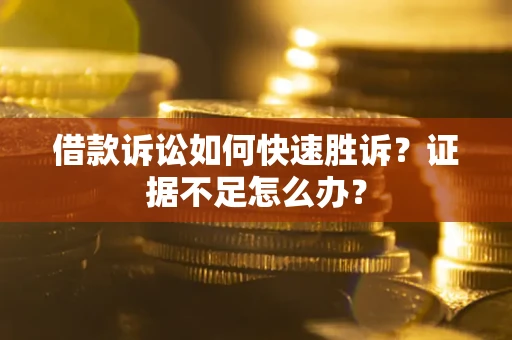 武汉借款诉讼如何快速胜诉？证据不足怎么办？